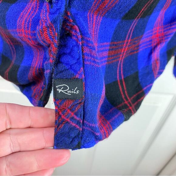 Rails Flannel Button Up Shirt Size Small Blue Black Red - Picture 5 of 6